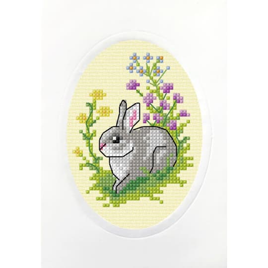 Orchidea Complete Counted Cross Stitch Kit - Greetings Card Easter Bunny